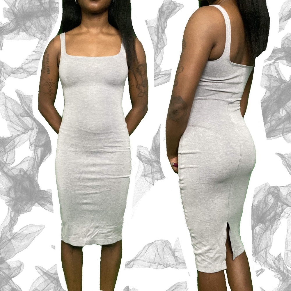 Grey Midi Bodycon Dress